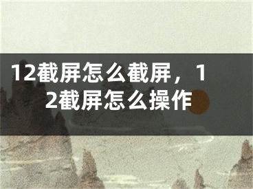 12截屏怎么截屏，12截屏怎么操作