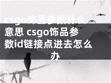 csgo饰品参数什么意思 csgo饰品参数id链接点进去怎么办