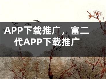 APP下载推广，富二代APP下载推广 