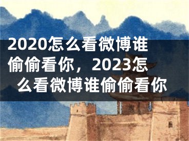 2020怎么看微博谁偷偷看你，2023怎么看微博谁偷偷看你