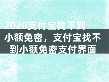 2020支付宝找不到小额免密，支付宝找不到小额免密支付界面