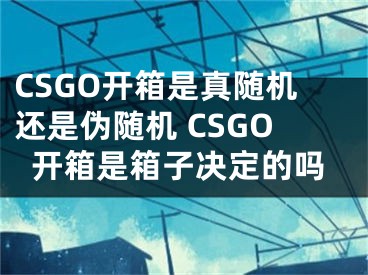 CSGO开箱是真随机还是伪随机 CSGO开箱是箱子决定的吗