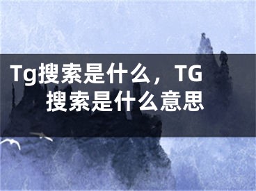 Tg搜索是什么，TG搜索是什么意思