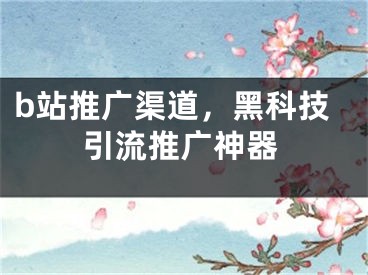 b站推广渠道，黑科技引流推广神器