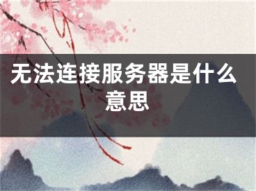 无法连接服务器是什么意思