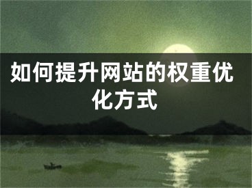 如何提升网站的权重优化方式