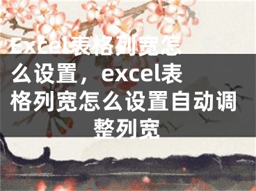 Excel表格列宽怎么设置，excel表格列宽怎么设置自动调整列宽