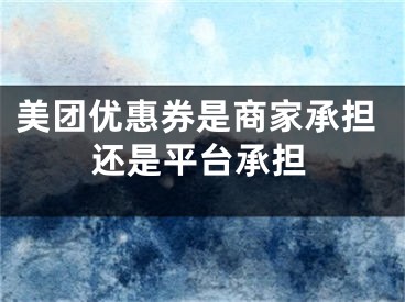 美团优惠券是商家承担还是平台承担