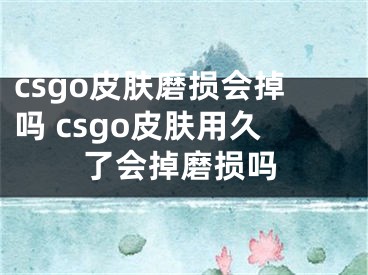 csgo皮肤磨损会掉吗 csgo皮肤用久了会掉磨损吗