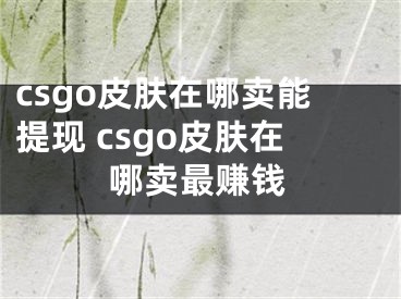 csgo皮肤在哪卖能提现 csgo皮肤在哪卖最赚钱