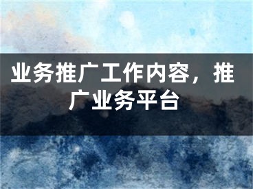 业务推广工作内容，推广业务平台