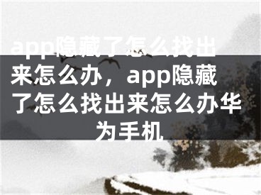 app隐藏了怎么找出来怎么办，app隐藏了怎么找出来怎么办华为手机