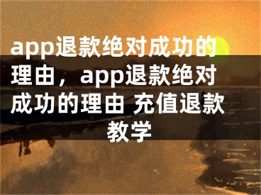 app退款绝对成功的理由，app退款绝对成功的理由 充值退款教学