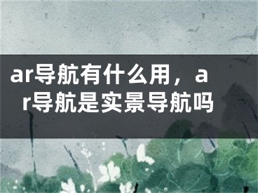 ar导航有什么用，ar导航是实景导航吗