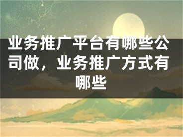 业务推广平台有哪些公司做，业务推广方式有哪些