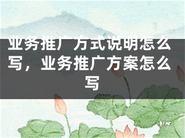 业务推广方式说明怎么写，业务推广方案怎么写 