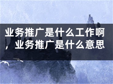 业务推广是什么工作啊，业务推广是什么意思