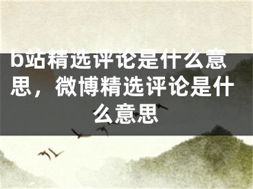 b站精选评论是什么意思，微博精选评论是什么意思