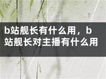 b站舰长有什么用，b站舰长对主播有什么用