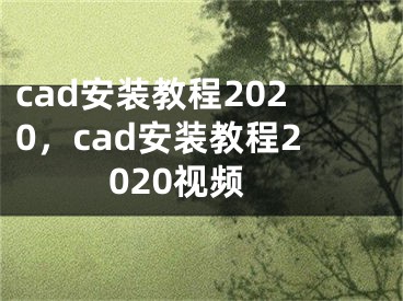 cad安装教程2020，cad安装教程2020视频