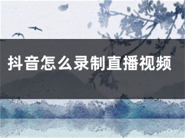 抖音怎么录制直播视频