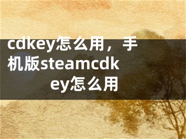 cdkey怎么用，手机版steamcdkey怎么用