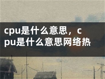 cpu是什么意思，cpu是什么意思网络热