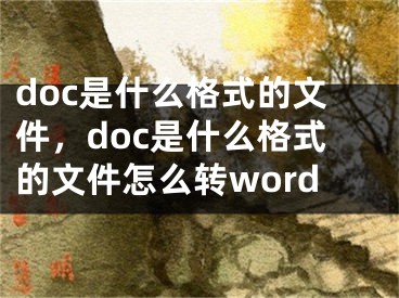 doc是什么格式的文件，doc是什么格式的文件怎么转word