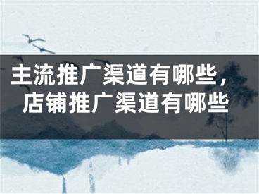 主流推广渠道有哪些，店铺推广渠道有哪些