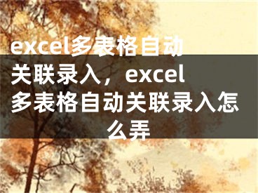 excel多表格自动关联录入，excel多表格自动关联录入怎么弄