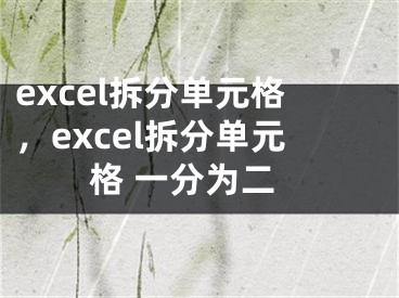 excel拆分单元格，excel拆分单元格 一分为二