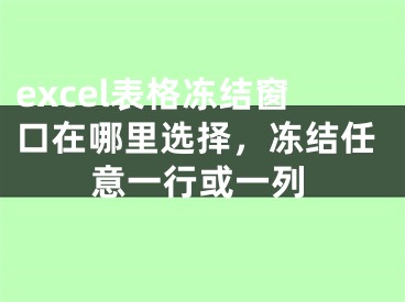 excel表格冻结窗口在哪里选择，冻结任意一行或一列