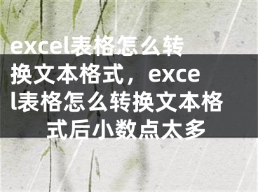 excel表格怎么转换文本格式，excel表格怎么转换文本格式后小数点太多