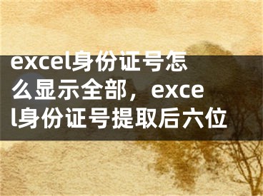 excel身份证号怎么显示全部，excel身份证号提取后六位