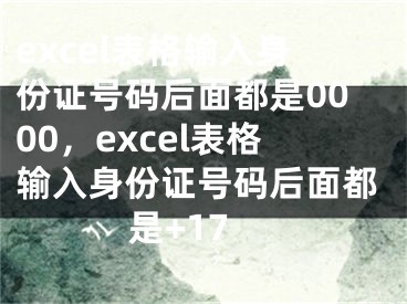 excel表格输入身份证号码后面都是0000，excel表格输入身份证号码后面都是+17