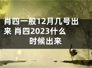 肖四一般12月几号出来 肖四2023什么时候出来