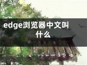 edge浏览器中文叫什么