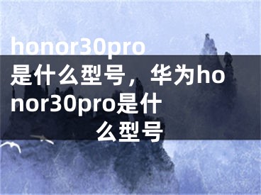 honor30pro是什么型号，华为honor30pro是什么型号