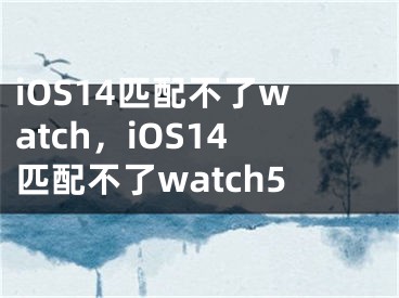 iOS14匹配不了watch，iOS14匹配不了watch5