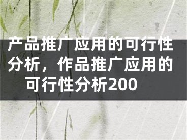 产品推广应用的可行性分析，作品推广应用的可行性分析200