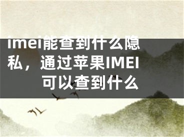 imei能查到什么隐私，通过苹果IMEI可以查到什么