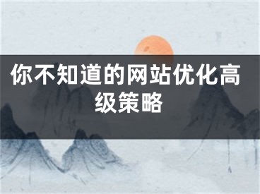 你不知道的网站优化高级策略