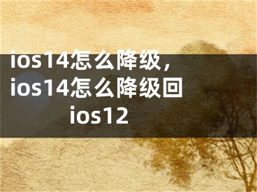 ios14怎么降级，ios14怎么降级回ios12