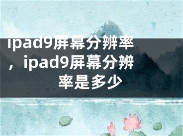 ipad9屏幕分辨率，ipad9屏幕分辨率是多少