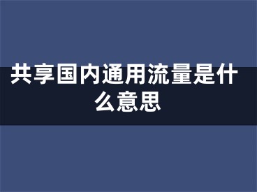 共享国内通用流量是什么意思 