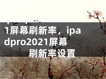 ipadpro2021屏幕刷新率，ipadpro2021屏幕刷新率设置