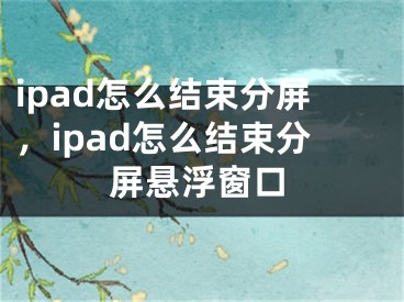 ipad怎么结束分屏，ipad怎么结束分屏悬浮窗口