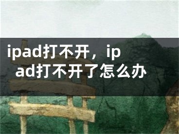 ipad打不开，ipad打不开了怎么办