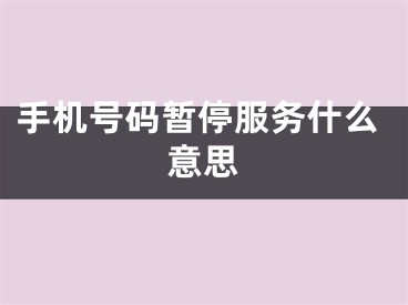 手机号码暂停服务什么意思