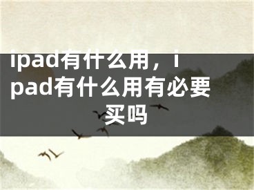 ipad有什么用，ipad有什么用有必要买吗